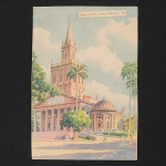 LITO, uma (1) iconográfica policromada, representando Matriz da Gloria  Largo do Machado, RJ, baseada naobra de F. RANZINI (Felisberto Ranzini, 1881, Mântua, Itália; 1976, São Paulo, SP; arquiteto, professor, pintor edesenhista; estudou no Liceu de Artes e Ofícios; entre 1921 e 1949 foi professor da Escola Politécnica da Universidadede São Paulo; também lecionou no Liceu de Artes e Ofícios e na Escola de Belas Artes de São Paulo), extraída de livro,medindo aproximadamente 23 x 15,5 cm, sem moldura, vide foto.