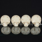 PORCELANA, quatro (4) xícaras para café, ornamentação floral policromada, arremates com frisos a ouro, marcaP. CHODZIEL, Made in Poland, ideais para coleção de cristaleira, vide foto.