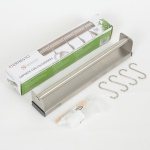 EQUIPAMENTO DE COZINHA, um (1) suporte para pendurar talheres, confeccionado em aço inox e outrosmateriais, para fixação em parede, marca ERNESTO, acondicionado na caixa e sem uso, vide foto.