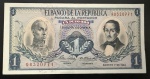 Cédula Estrangeira, COLÔMBIA, Valor 1 Peso Oro, Data 07/08/1962, Soberba.