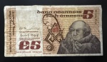 Cédula Estrangeira, República da IRLANDA, Valor 5 Pounds, Período 1976/1993, Data 11/07/1980, Cédula de Reposição com Prefixo AAA, Muito Bem Conservada.