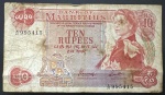Cédula Estrangeira, Ilhas MAURITIUS, Valor 10 Rupees, Ano 1967, Muito Bem Conservada.
