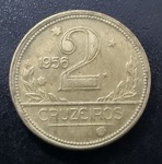 Moeda Brasileira, Valor 2 Cruzeiros, Ano 1956 (mais Rara da Série), Bronze Alumínio, MBC/Soberba.