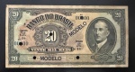 Cédula Brasileira, República, Banco do Brasil, "MODELO", Valor 20 Mil Reis, 2ª Estampa, 1ª Série, Ano 1930, Muito Bem Conservada.