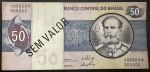 Cédula Brasileira, "MODELO - SEM VALOR", Valor 50 Cruzeiros, Reposição com *, Série A00000*, Ano 1970, Muito Bem Conservada.