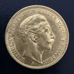 Moeda Estrangeira, ALEMANHA - PRÚSSIA , Reinado Guilherme II, Valor 20 Mark,  Ano 1899 A, Ouro, Peso 8 g, Diâmetro 22 mm, Flor de Cunho.