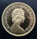 Moeda Estrangeira, INGLATERRA, Rainha Elizabeth II, Valor Libra,  Ano 1984, Ouro, Peso 8 g, Diâmetro 22 mm, Proof - Flor de Cunho.