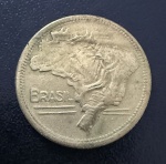 Moeda Brasileira, "MAPA DUPLO", Valor 2 Cruzeiros, Ano 1949, Bronze Alumínio, Muito Bem Conservada.