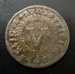 Moeda Estrangeira, PORTUGAL, Reinado de D.Pedro II, Valor V Reis, Ano 1703, Cobre, Muito Bem Conservada.