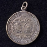 Medalha Comemorativa, Homenagem do Brasil a D.Manoel I Rei de Portugal, Data 1908, Bronze Prateado, Flor de Cunho.