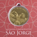 Medalha Comemorativa, São Jorge - 23 de Abril, Casa da Moeda do Brasil, Bronze Alumínio, Proof - Flor de Cunho.