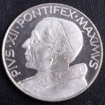 Medalha Comemorativa, PAPA Pio XII - 1939/1958, Folheada a Prata, Peso 14,2 g, Diâmetro 35 mm, Espelhada - Flor de Cunho.