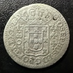 Moeda do Brasil, Colônia, Valor 80 Reis, Ano 1771, Prata, Peso 2,22 g, Diâmetro 20 mm, com Furo - Bem Conservada.