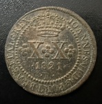 Moeda Brasileira, Reino Unido, D.João VI, Valor XX Reis, Ano 1821 R, Cobre, Soberba/FC.