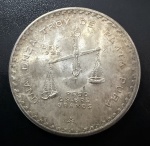 Moeda Estrangeira, MÉXICO, Valor Peso, Ano 1980, Prata, Peso 33,6 g, Diâmetro 41 mm, Flor de Cunho.