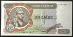 Cédula Estrangeira, ZAIRE, Valor 1 Zaire, Data 27/10/1976, Flor de Estampa.
