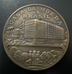 Medalha Comemorativa, Casa da Moeda do  Brasil - Inauguração da Fábrica de Papel Moeda, Data 1969 ,Bronze, CMB, Peso 93,5 g, Diâmetro 60 mm, Flor de Cunho.