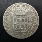 Moeda do Brasil, Colonial, Valor 320 Reis, Ano 1756, Casa da Moeda de Lisboa, Prata, Peso 9,66 g, Muito Bem Conservada.