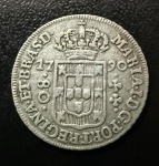 Moeda do Brasil, Colonial, Valor 80 Reis, Ano 1790, Casa da Moeda de Lisboa, 1º Tipo - Coroa Baixa, Prata, Peso 2,22 g, Muito Bem Conservada.