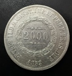 Moeda do Brasil, Império, Valor 2000 Reis, Ano 1853, Prata, Peso 25,5 g, Soberba.