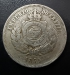 Moeda Brasileira, Império, Valor 200 Reis, Data 1875 (Rara), Níquel, Muito Bem Conservada.