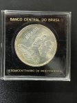 Moeda Brasileira, Comemorativa ao Sesquicentenário da Independência do Brasil, Valor 20 Cruzeiros, Ano 1972, Prata, Acompanha Estojo Original de Acrílico, Flor de Cunho.