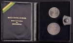 Estojo Comemorativo ao Sesquicentenário da Independência do Brasil, Valores 1 e 20 Cruzeiros, Ano 1972, Níquel e Prata ( Peso 18 g ), Flor de Cunhos.