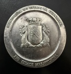 Medalha Comemorativa, Homenagem do Estado da Guanabara - Rio cidade maravilhosa / 1o março de 1565 - 1971 -  Governo Chagas Freitas, Ano 1975, Prata, Diâmetro 60 mm, Peso 99 g , Casa da Moeda, Muito Bem Conservada.