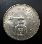 Moeda Estrangeira, MÉXICO, 1 Onça de Prata Pura, Ano 1980, Prata, Peso 33,8 g, Flor de Cunho.