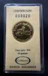Barra Circular, Banco do Brasil / Goldmine, Ouro 999, Peso 10 g, Lacrada - Certificada Nº 009020, Excelente para Investimento.