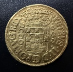 Moeda Brasileira, Colonial, Reinado de D.Pedro II, Valor 2000 Reis, Ano 1699, Casa da Moeda do Rio de Janeiro, Ouro, Peso 4,08 g, Diâmetro 22 mm, Muito Bem Conservada.