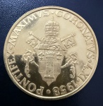 Medalha Estrangeira, VATICANO, Papa João XXIII, Ano 1958, Ouro, Peso 15,7 g, Diâmetro 36 mm, Flor de Cunho.