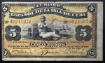 Cédula Estrangeira, CUBA, Valor 5 Pesos, Data 15/05/1896, Muito Bem Conservada.