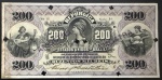 Rara Cédula Brasileira, AMOSTRA, 1ª Série, Valor 200 Mil Reis, 8ª Estampa, Período de Circulação 1897 à 1907, Soberba/FE.