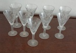 Nove cálices para licor em cristal theco lapidado a mão 9x4.