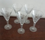 Cinco Taças par vinho tinto em cristal transparente lapidada a mão 17x5.