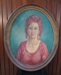 ANITA MALFATTI Quadro  Óleo sobre tela auto retrato em moldura oval patinado de dourado 83x67, assinado.