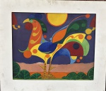 ADEMIR MARTINS AQUARELA AVE ESTILIZADA 44X54 .