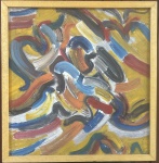 QUADRO óleo SOBRE MADEIRA BENJAMIN SILVA44X45 ABSTRATO.