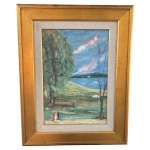 QUADREO óleo SOBRE TELAMARINHA E PAISAGEM CHICO BOARES 92,36X55.