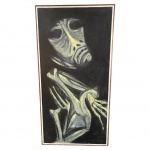 QUADRO óleo SOBRE TELA  IVAN SERPA 34X67 REPRESENTANDO DIA DOS MORTOS CAVEIRA MEXICANA, .