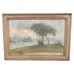 QUADRO óleo SOBRE TELA F.COCOLILO MARINHA REPRESENTANDO RIO DE JANEIRO Pão de açúcar NA NEBLINA59X92.