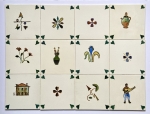 Fulvio Pennacchi (Villa Collemandina, Itália - 1905 / São Paulo, Brasil -1992). Lote com 12 azulejos