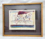 Ubirajara Ribeiro - Sous le Terran - Desenho aquarelado s/papel - 30 x 40 - 1984 - Apresenta selo