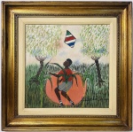 HEITOR DOS PRAZERES ( 1898  Rio de Janeiro, 1966 ) Lindo oleo S/Eucatex represenatndo