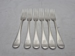 Jogo de 6 garfos de sobremesa em prata 90 Walker & Hall, tipo A (periodo de 1840 à 1900). Medindo 18cm de comprimento.