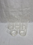 Jogo de 5 copos longos suco, agua em demicristal lapidado. Medindo 7,5cm x 14,5cm de altura.