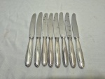 Jogo de 8 facas de mesa em prata 90 Fracalanza, modelo lacinho. Medindo 24cm de comprimento.