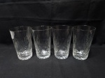 Jogo de 4 copo de águam suco em cristal lapidado. Medindo 8,5cm x 14cm de altura. Leve bicado.