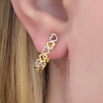 Brinco Tipo Argola em Ouro Branco e Ouro Amarelo 18Kt Com 2,20Cm de comprimento - Peso:2,5Gr